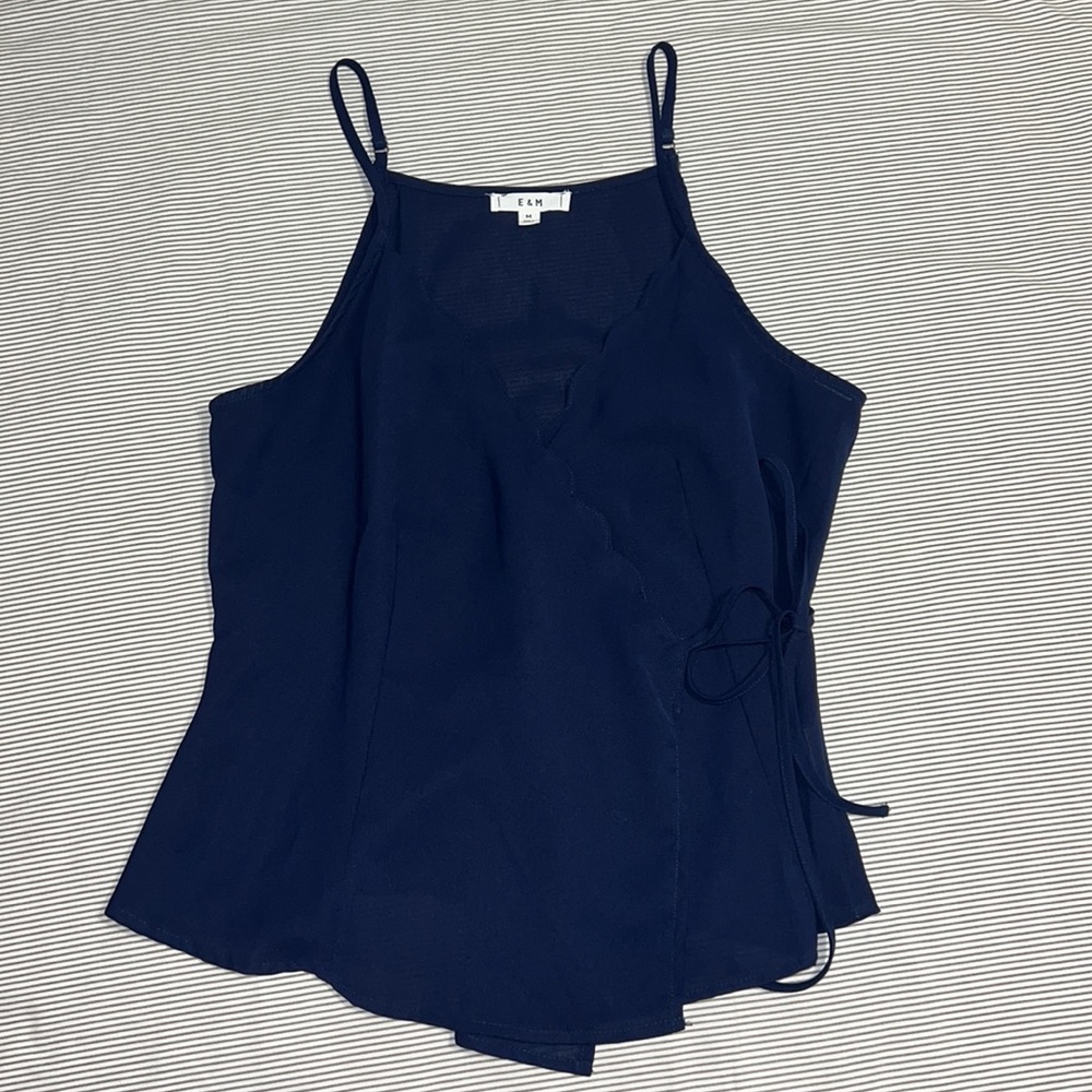 NWOT E&M Navy Blue Blouse